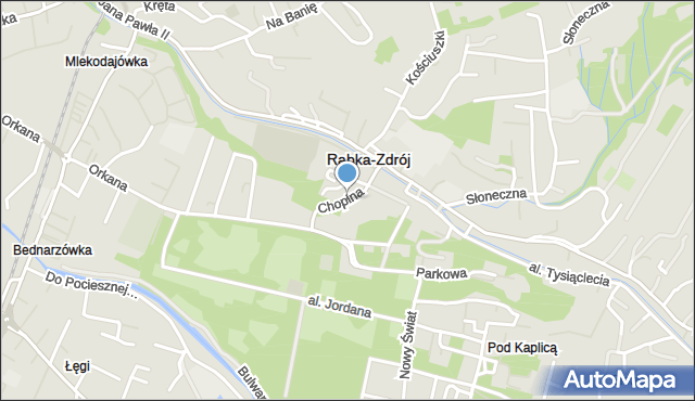 Rabka-Zdrój, Chopina Fryderyka, mapa Rabka-Zdrój