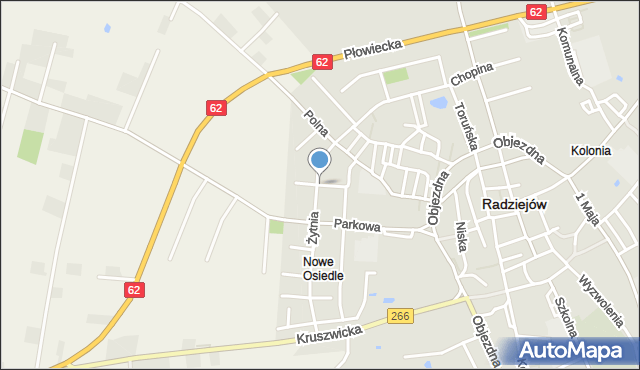 Radziejów, Chabrowa, mapa Radziejów