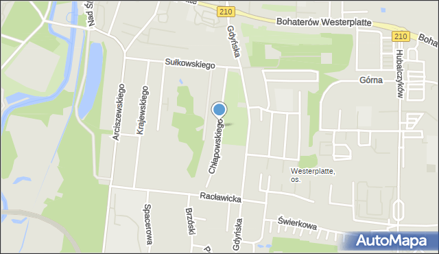 Słupsk, Chłapowskiego Dezyderego, gen., mapa Słupska