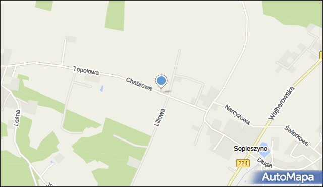 Sopieszyno, Chabrowa, mapa Sopieszyno