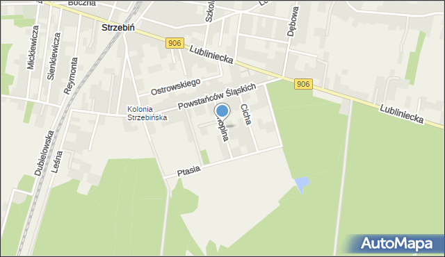 Strzebiń, Chopina Fryderyka, mapa Strzebiń