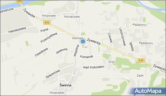 Świnna powiat żywiecki, Chatelówka, mapa Świnna powiat żywiecki