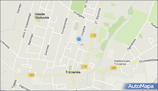 Trzcianka powiat czarnkowsko-trzcianecki, Chopina Fryderyka, mapa Trzcianka powiat czarnkowsko-trzcianecki