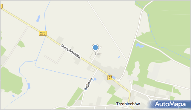 Trzebiechów powiat zielonogórski, Chabrowa, mapa Trzebiechów powiat zielonogórski