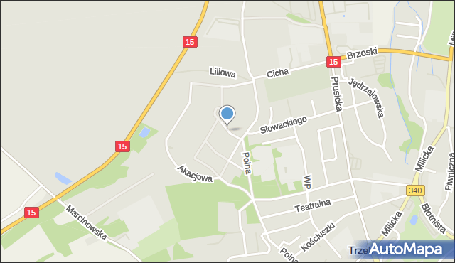 Trzebnica, Chabrowa, mapa Trzebnica