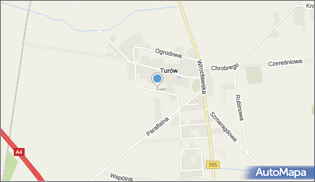 Turów gmina Żórawina, Chabrowa, mapa Turów gmina Żórawina