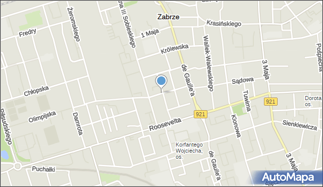 Zabrze, Chodkiewicza Jana Karola, hetm., mapa Zabrza