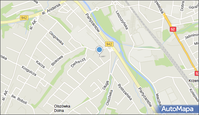 Bielsko-Biała, Cienista, mapa Bielsko-Białej