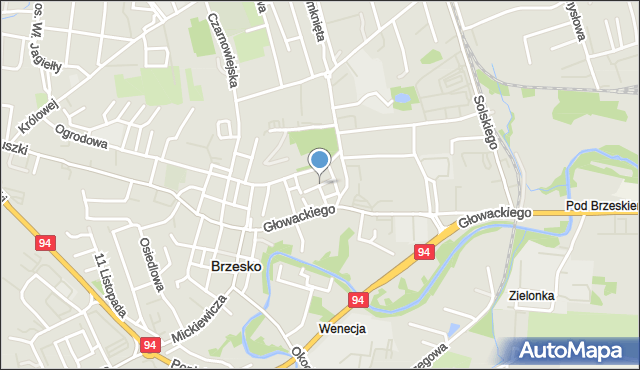 Brzesko, Cicha, mapa Brzesko