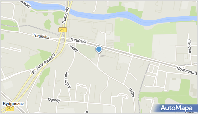 Bydgoszcz, Cienista, mapa Bydgoszczy