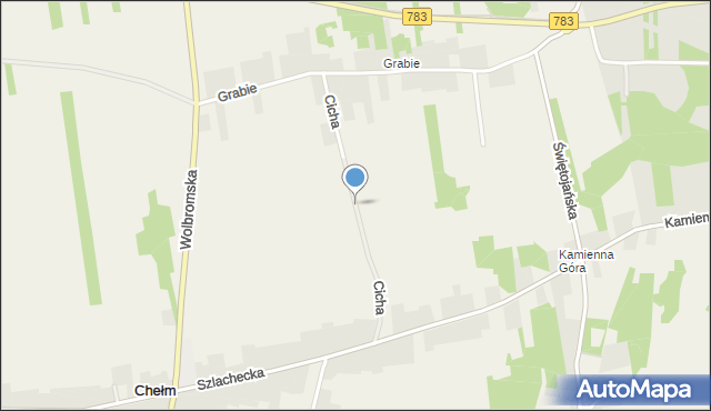 Chełm gmina Wolbrom, Cicha, mapa Chełm gmina Wolbrom