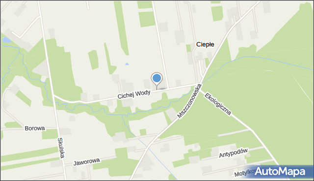 Ciepłe gmina Żabia Wola, Cichej Wody, mapa Ciepłe gmina Żabia Wola