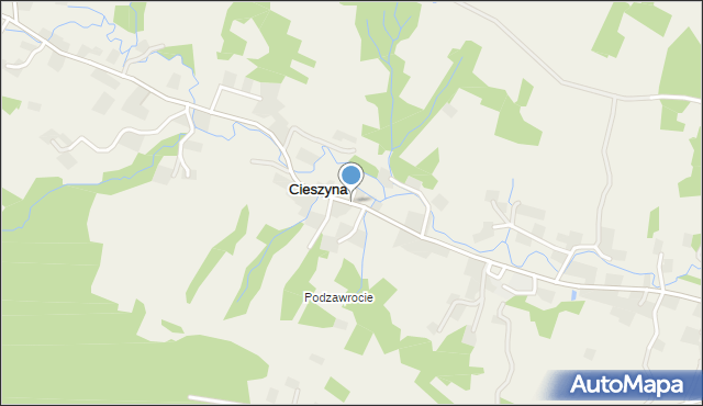 Cieszyna, Cieszyna, mapa Cieszyna