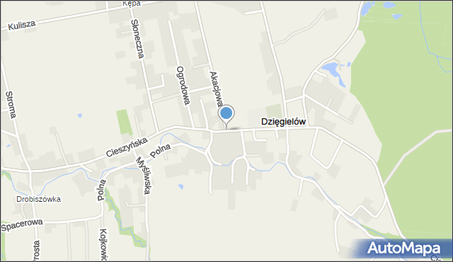 Dzięgielów, Cieszyńska, mapa Dzięgielów