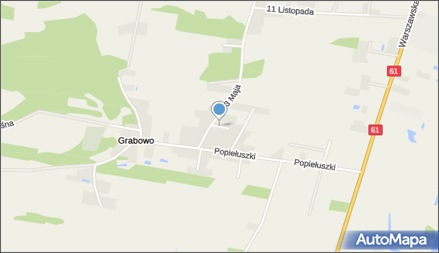 Grabowo gmina Olszewo-Borki, Cicha, mapa Grabowo gmina Olszewo-Borki
