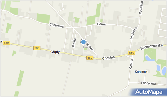 Grądy gmina Leszno, Cicha, mapa Grądy gmina Leszno