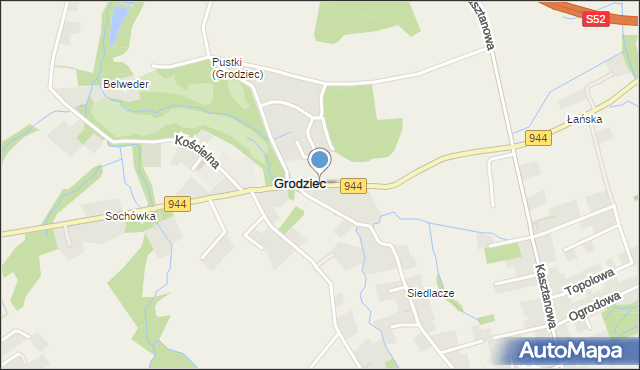 Grodziec gmina Jasienica, Cieszyńska, mapa Grodziec gmina Jasienica