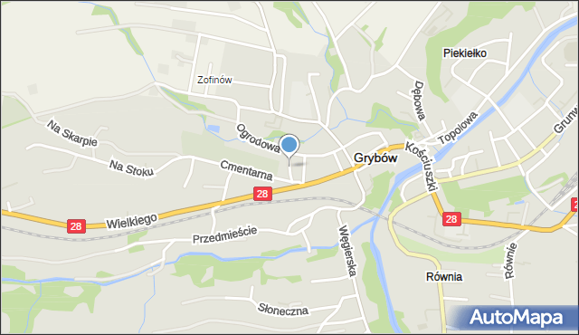 Grybów, Cicha, mapa Grybów