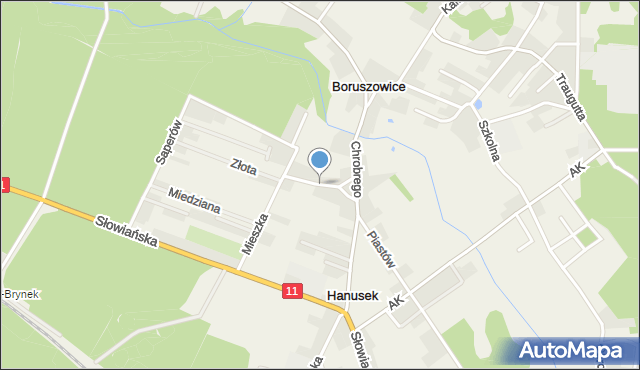 Hanusek, Ciołkowskiego, mapa Hanusek