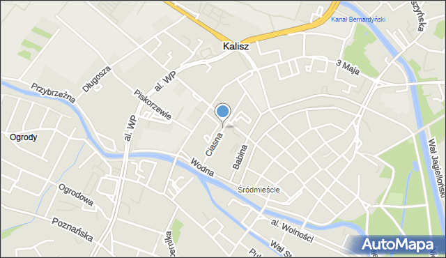 Kalisz, Ciasna, mapa Kalisza