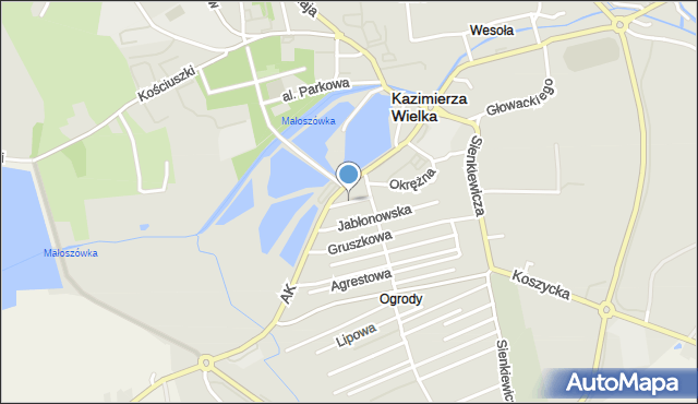 Kazimierza Wielka, Cicha, mapa Kazimierza Wielka