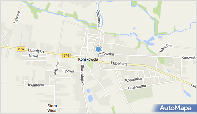 Końskowola, Ciasna, mapa Końskowola