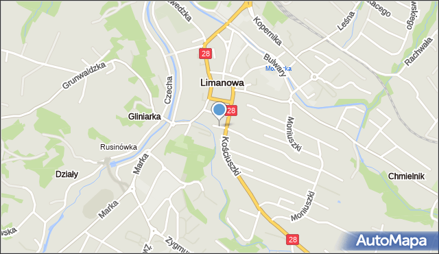 Limanowa, Cicha, mapa Limanowa