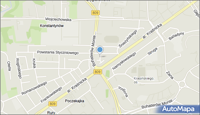 Lublin, Cieszkowskiego Kajetana, mapa Lublina