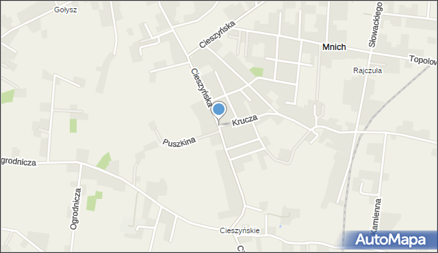 Mnich, Cieszyńska, mapa Mnich