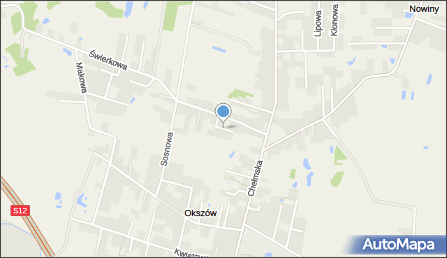 Okszów, Cisowa, mapa Okszów