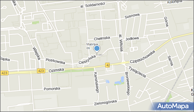 Opole, Cieszyńska, mapa Opola