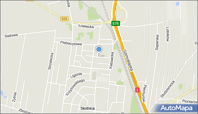 Pszczyna, Cichego Maksymiliana, dr., mapa Pszczyny