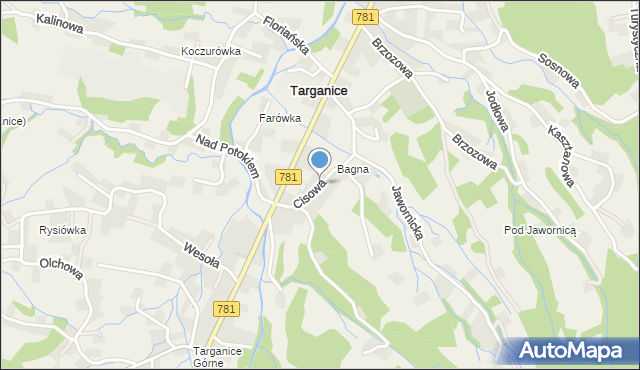 Targanice, Cisowa, mapa Targanice