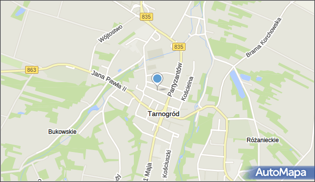 Tarnogród, Cicha, mapa Tarnogród