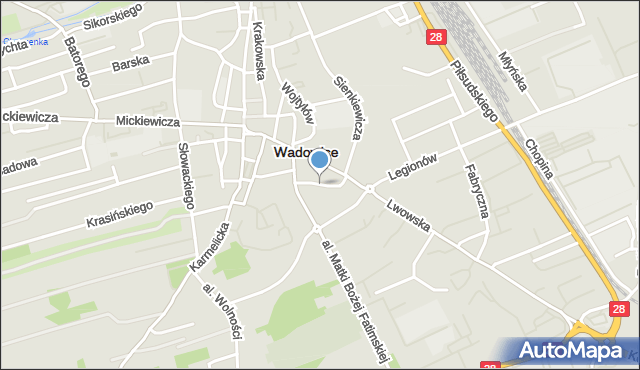 Wadowice, Cicha, mapa Wadowice