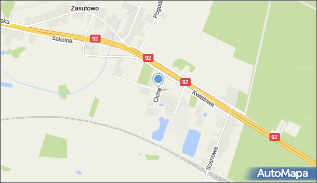 Zasutowo, Cicha, mapa Zasutowo