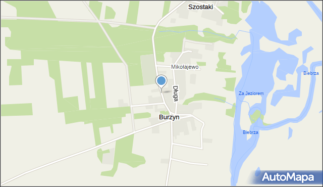 Burzyn gmina Jedwabne, Cmentarna, mapa Burzyn gmina Jedwabne