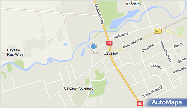 Czyżew powiat wysokomazowiecki, Cmentarna, mapa Czyżew powiat wysokomazowiecki