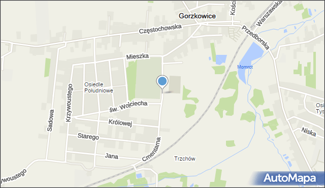 Gorzkowice, Cmentarna, mapa Gorzkowice