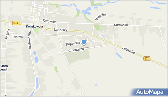 Końskowola, Cmentarna, mapa Końskowola