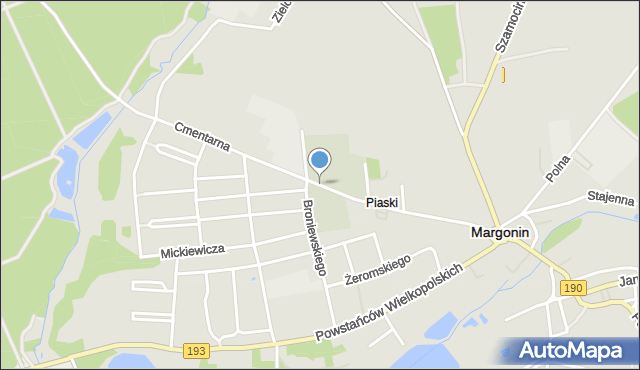 Margonin, Cmentarna, mapa Margonin