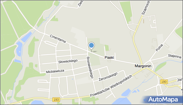 Margonin, Cmentarna, mapa Margonin