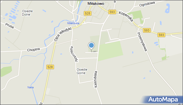 Miłakowo, Cmentarna, mapa Miłakowo