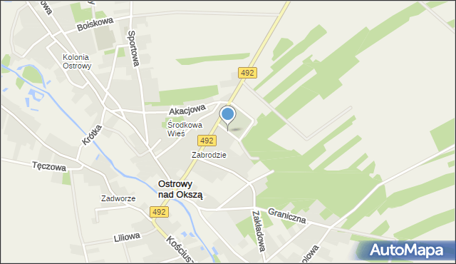 Ostrowy nad Okszą, Cmentarna, mapa Ostrowy nad Okszą