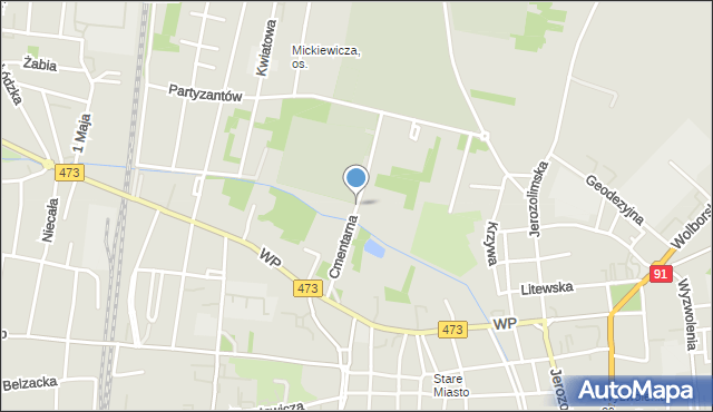 Piotrków Trybunalski, Cmentarna, mapa Piotrków Trybunalski