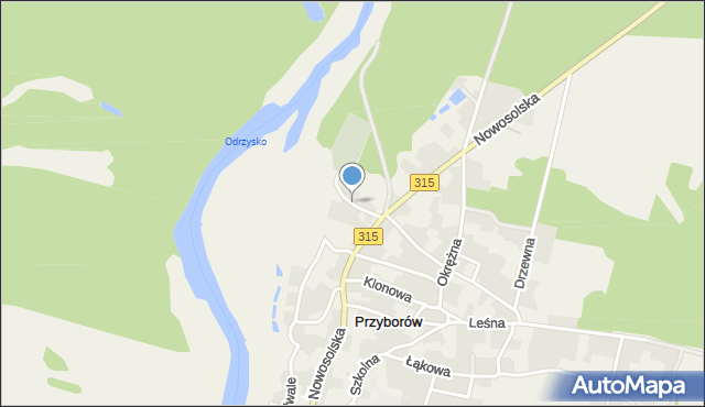 Przyborów gmina Nowa Sól, Cmentarna, mapa Przyborów gmina Nowa Sól