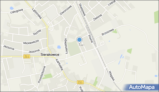 Sierakowice powiat kartuski, Cmentarna, mapa Sierakowice powiat kartuski