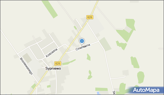 Sypniewo powiat makowski, Cmentarna, mapa Sypniewo powiat makowski