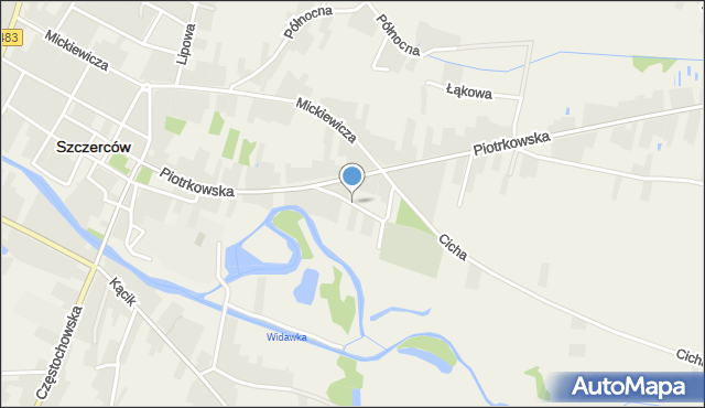 Szczerców, Cmentarna, mapa Szczerców