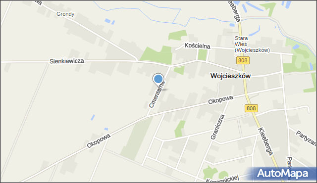 Wojcieszków, Cmentarna, mapa Wojcieszków